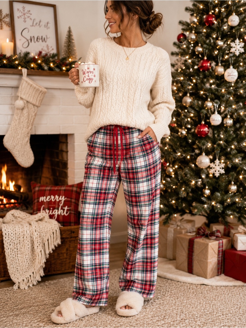 Liz Claiborne Sleepwear Red Plaid Pajama Pants NWT Large 100% Cotton Christmas